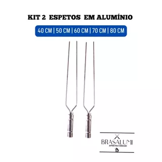 2 espetos p churrasco duplos de alumínio