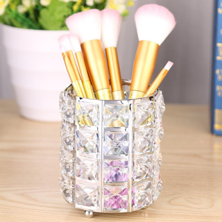 Porta Pincéis Prata Luxo Cristal Castiçal Decoração Maquiagem em Oferta na Shopee