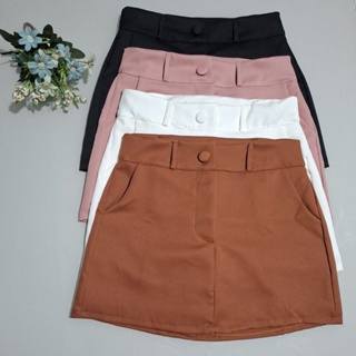 Short Saia Feminina Alfaiataria Com Bolsos e Botão Moda em Oferta na Shopee