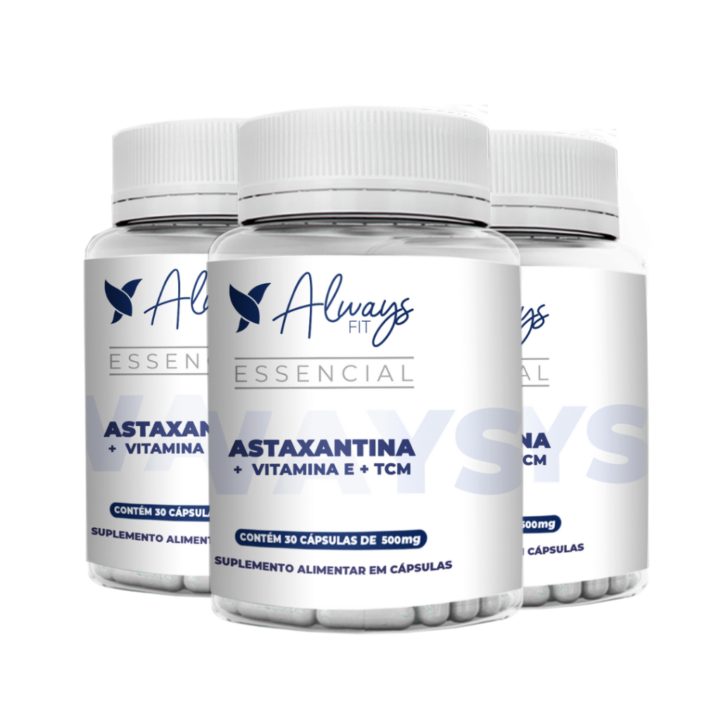 Astaxantina 4mg + Vitamina E 30mg + TCM - 30 Cápsulas - 3 Unidades