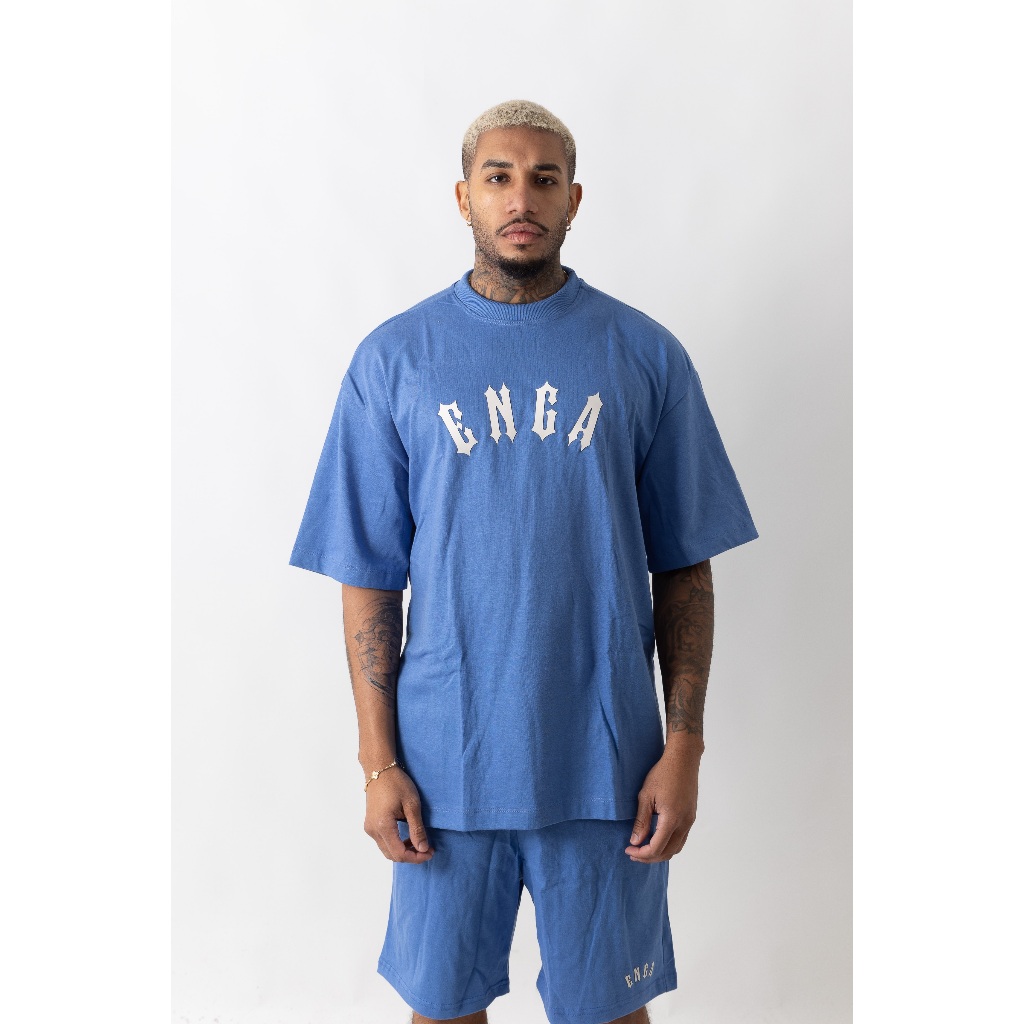 Conjunto Oversized Azul Streetwear White Plus Size