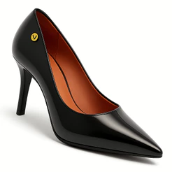 Scarpin Vizzano Feminino Salto Baixo Fino Macio Original 1185 Preto Verniz