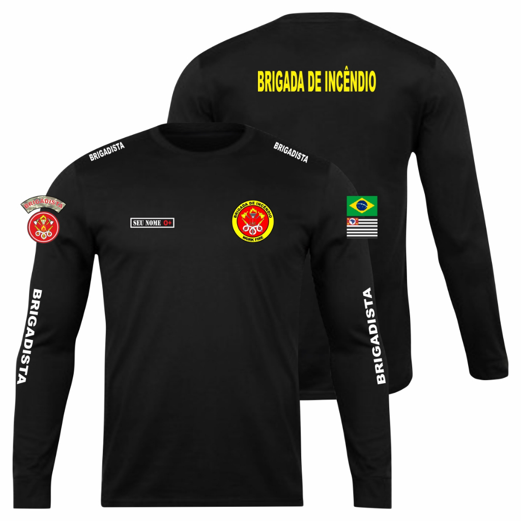 Camisa Manga Longa Estilo Brigada de Incêndio –Brigadista - Uso Casual e Treinamentos em Oferta na Shopee