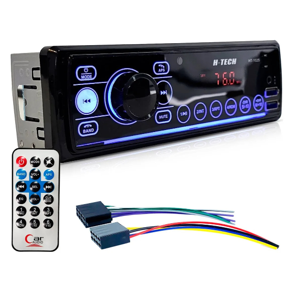 Rádio Som Automotivo Mp3 Com Bluetooth 2 Usb's Auxiliar Pen Drive Am Fm Controle HT-1025 em Oferta na Shopee