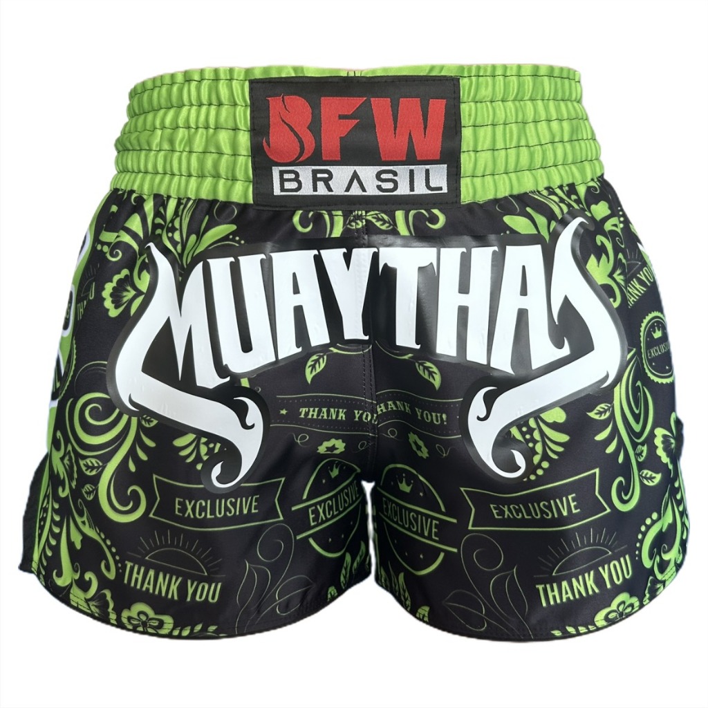Short Muay Thai Calção Unissex - Premium Verde Limão