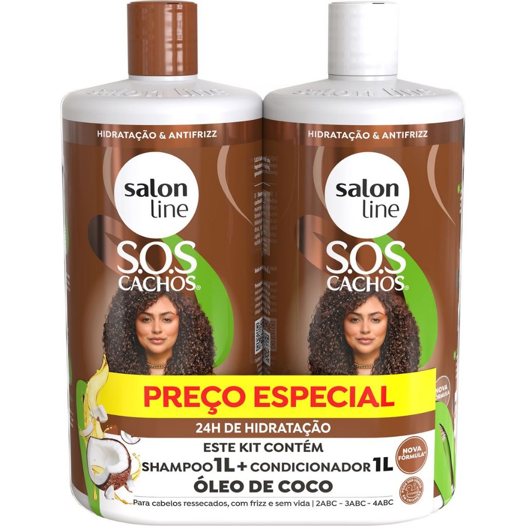 Kit Shampoo + Cond SOS Cachos Coco Salon Line 1 Litro em Oferta na Shopee