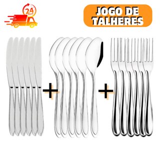 Jogo Kit de Talheres 36/18 peças Aço Inox colher de sopa faca de serra e garfo em Oferta na Shopee