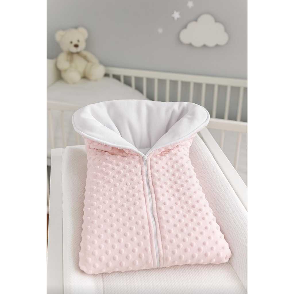 Saco para Bebê Dormir Inverno Bege Marfim Soft Bolha Forrado com Sherpa e Zipper Forrado Inverno