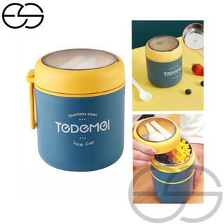Marmita 530ml Lancheira Térmica Com Colher Pote Para Crianças 304 Aço Inoxidável Forro So…