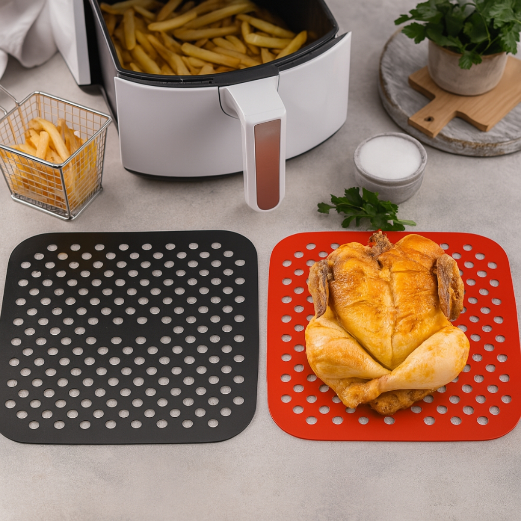 Forro Tapete em Silicone Para Air Fryer 18cm Fritadeira Elétrica Quadrado Multiuso