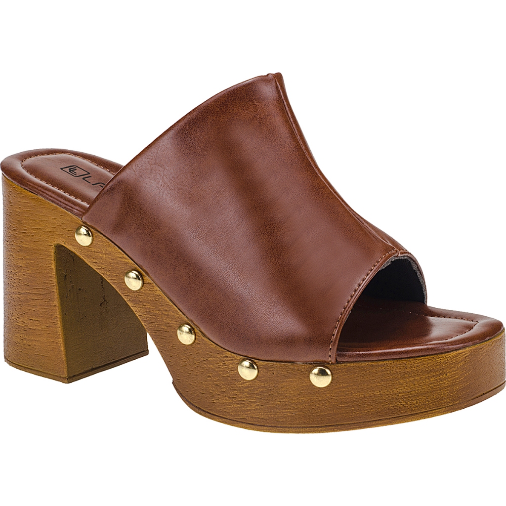 Sandália Tamanco Feminino Salto Alto Grosso Bloco Meia Pata Tachas em Oferta na Shopee