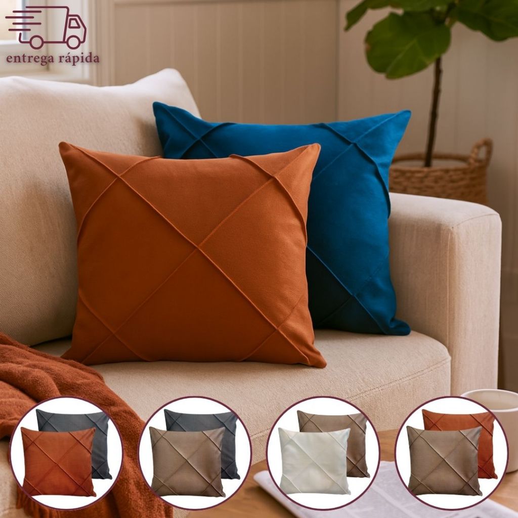Kit Par de Capas para Almofada Decorativas 02 Unidades Suede Drapeada em Oferta na Shopee