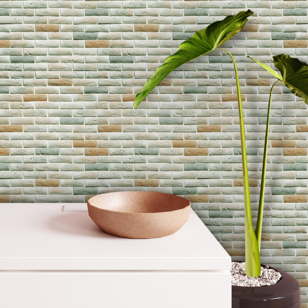 Papel de Parede Adesivo Tijolo Tijolinho Musgo Demolição Rolo de 3 Metros Lavável Efeito 3D