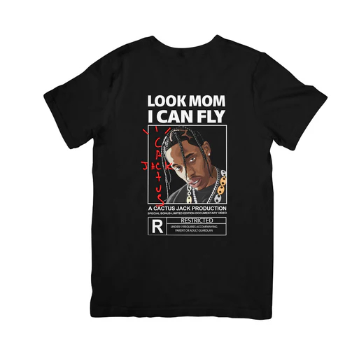 Camisa Premium Travis Scott Look Mom I Can Fly Blusa Unissex Camiseta 100% Algodão