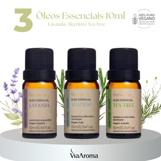 Kit 3 Óleos Essenciais Iniciante Via Aroma - Lavanda, Alecrim e Tea Tree em Oferta na Shopee