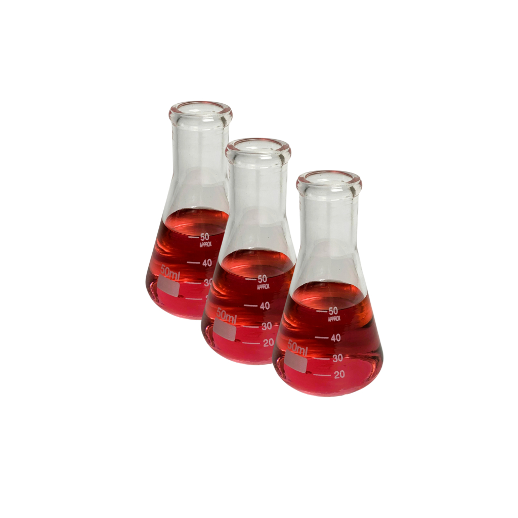 Kit 3 Frasco Erlenmeyer Boca Estreita 50 ml Vidro borossilicato reforçado