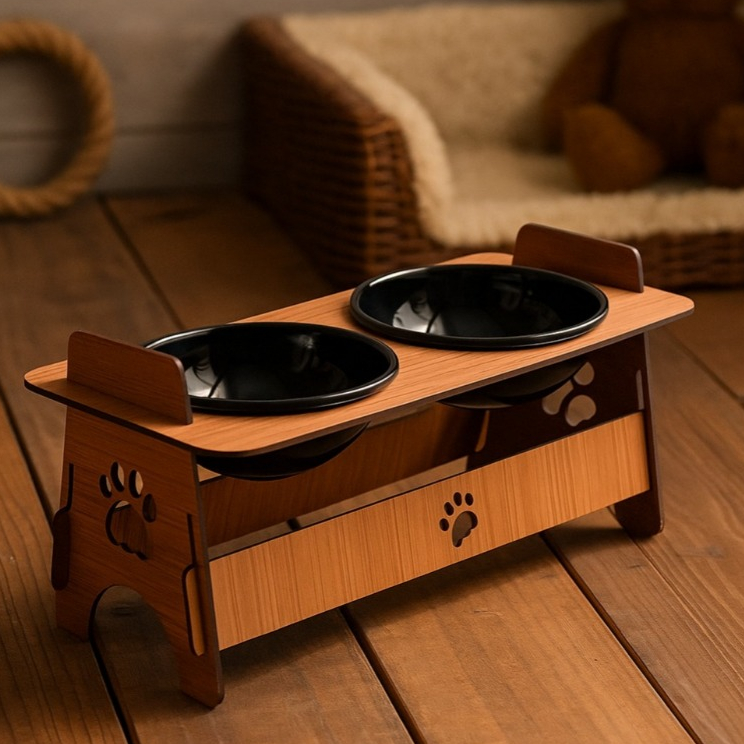 COMEDOURO PET ELEVADO PARA CACHORRO OU GATO COM TIJELA ÁGUA E RAÇÃO PINTADO ENVIO IMEDIATO...