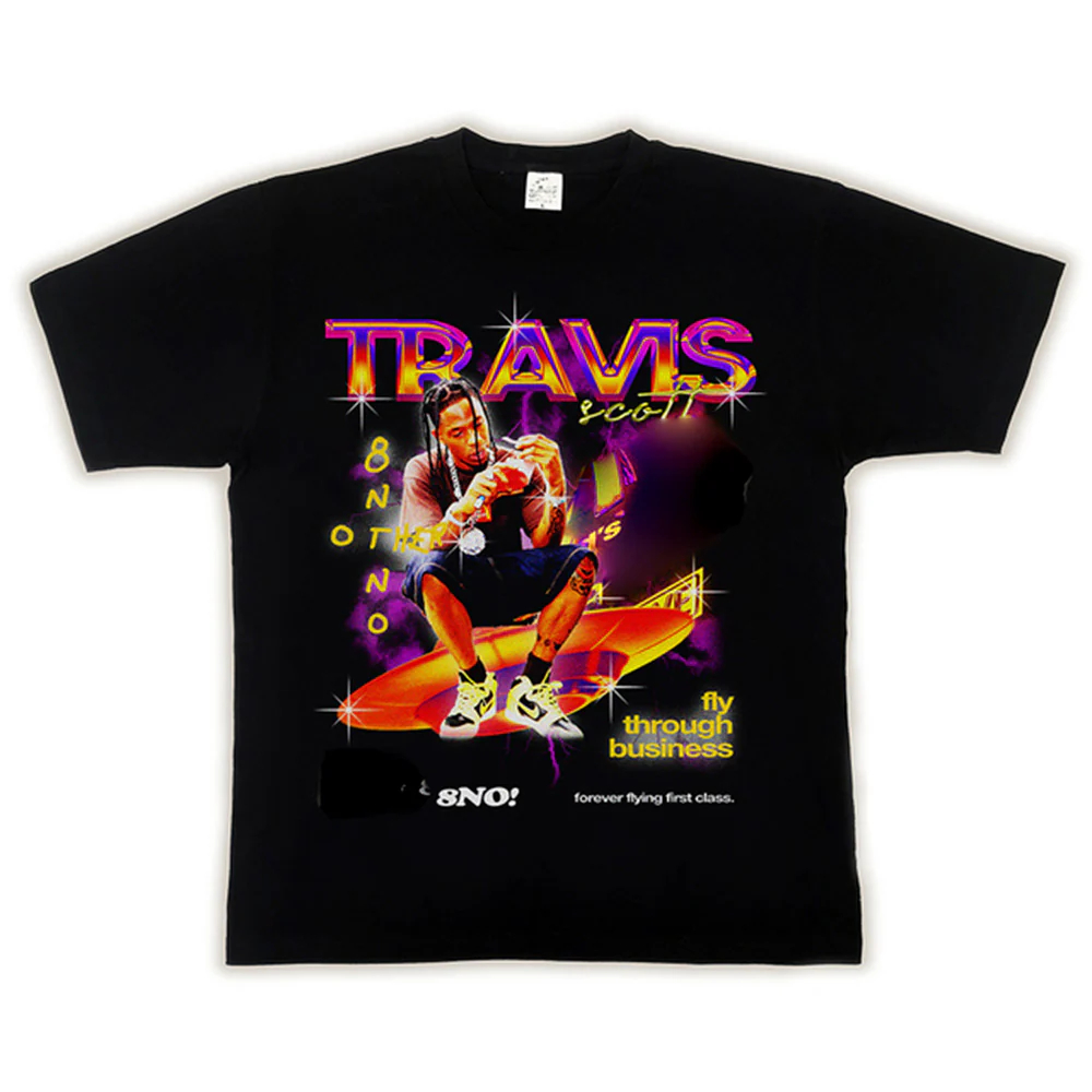 Camisa Premium Travis Scott Fly Through Business Blusa Unissex Camiseta 100% Algodão