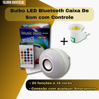 KIT Soquete E27 Bocal + Lâmpada LED music bulb Bluetooth Caixa De Som C Controle 12w RGB em Oferta na Shopee