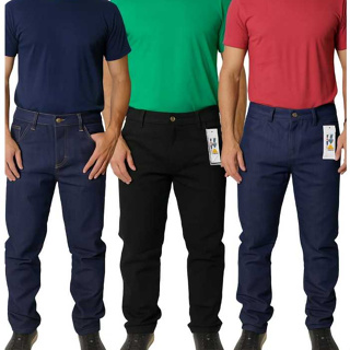 Kit 3 Calça Jeans Masculina Tradicional Para Trabalho Reta Serviço com Elastano Uniforme em Oferta na Shopee
