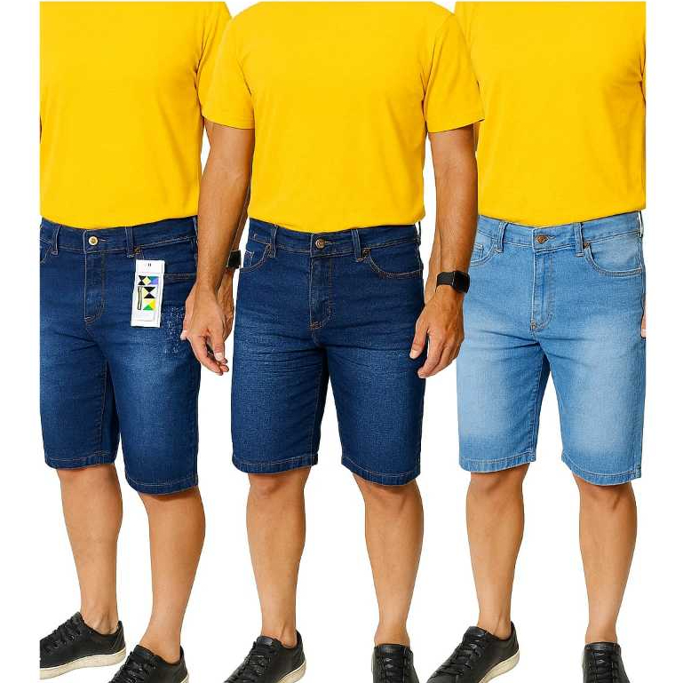 kit Bermuda Jeans Masculina com Lycra Elastano Promoção Direto da Fabrica Cores Sortidas