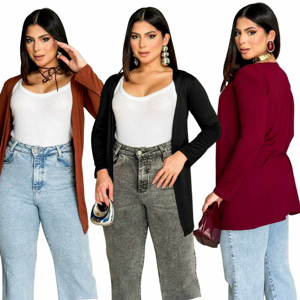 Casaco Cardigan Feminino Kimono Blusa Feminina Manga Longa Aberto Blusa de Frio Feminina
