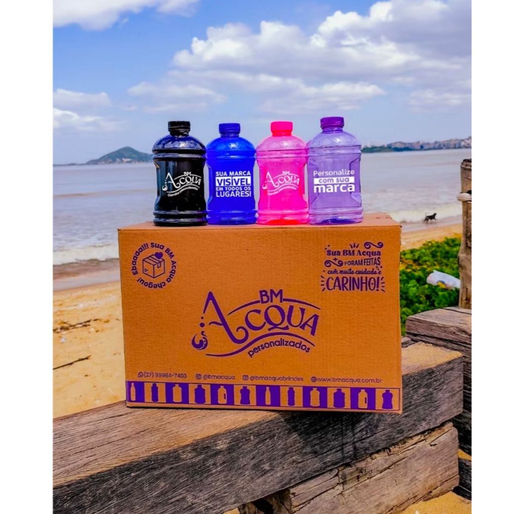 Kit 20 Mini Galão de Agua Personalizado 1L com pega BM ACQUA