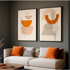 Kit 2 Quadros Decorativos Com Moldura e Vidro Para Sala Grande Quarto Sala Escritório