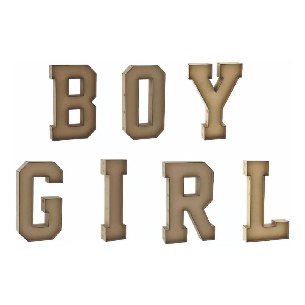 Letra Caixa 80cm BOY GIRL Decoração Festa Chá Revelação Iluminação LED