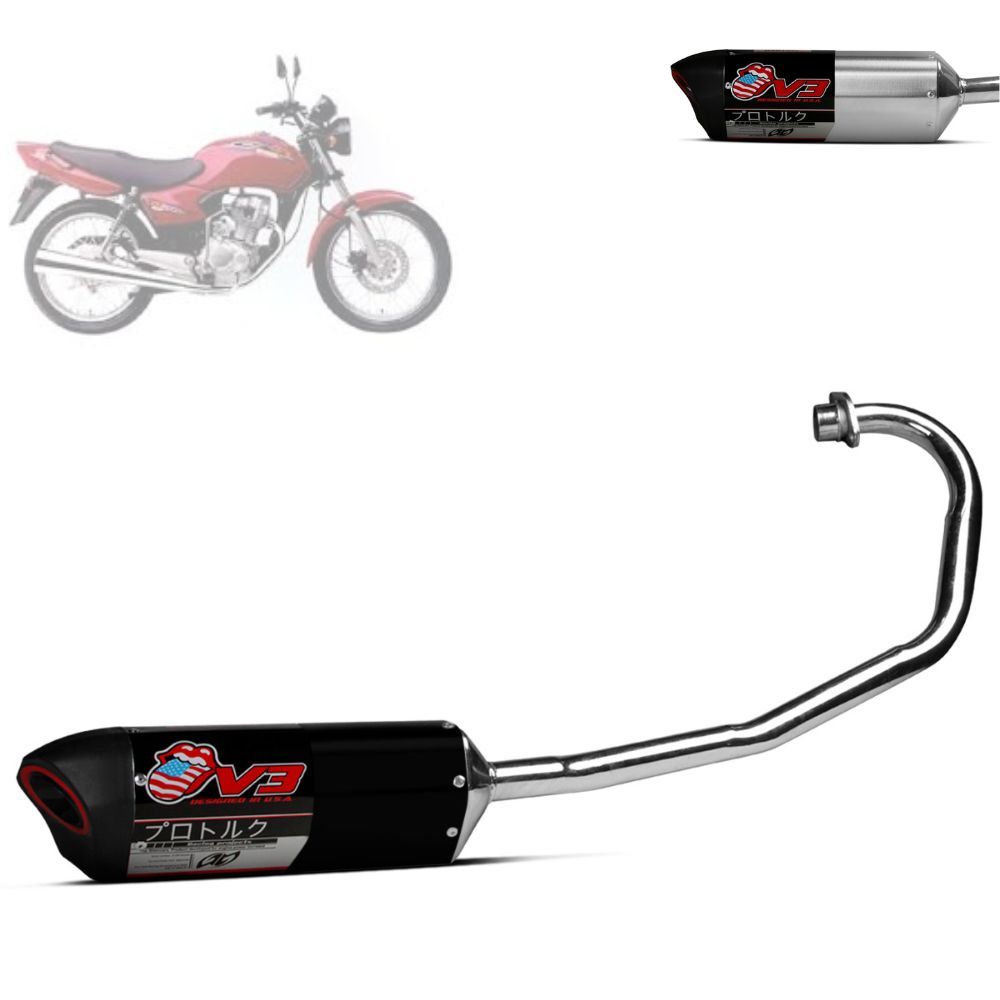 Escapamento Escape Moto Pro Tork V3 Compatível Com Titan 125 ES 2000 a 2004