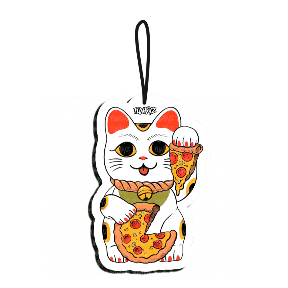 Aromatizante Gato da Pizza (Maneki Neko) (Cheirinho de Carro Tipo Little Tree)