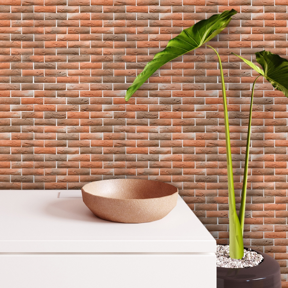 Papel de Parede Adesivo Tijolo Tijolinho Marrom Misto Demolição Decoração Vintage Lavável 3D