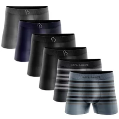 Kit 6 Cuecas Boxer Microfibra Rafa Parize Sem Costura Adulto Masculina