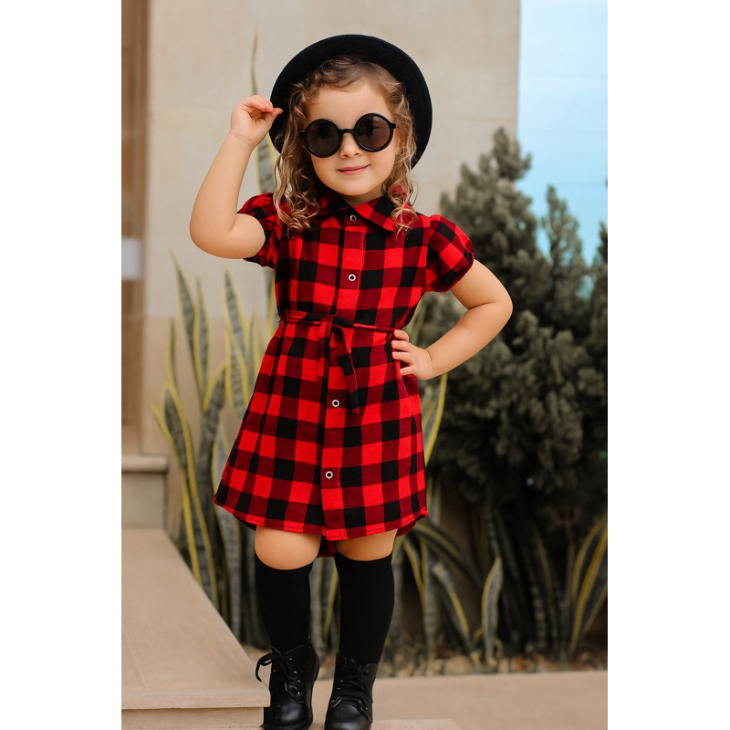 Vestido Chamisse Infantil Xadrez Vermelho Isabela em Oferta na Shopee