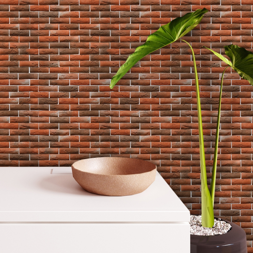 Papel de Parede Adesivo Tijolo Tijolinho Marrom e Vermelho Demolição Rústico 3D Decoração Lavável
