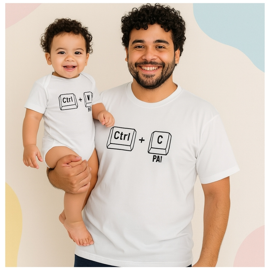 Kit Camiseta Premium frase Tal Pai tal Filho / Mãe e filho 100% algodão control C control V