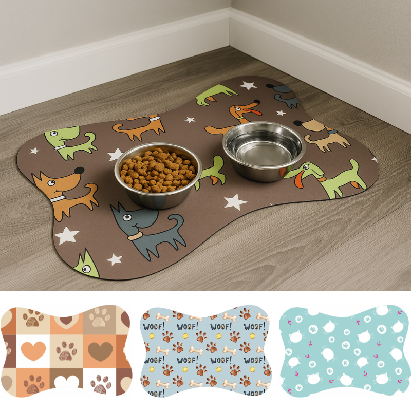 Tapete para Comedouro Pet Antiderrapante - Ossinho - 33x46