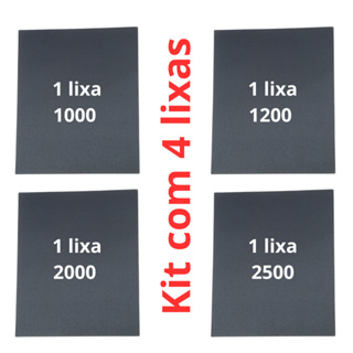 Lixa 1000 1200 2000 2500 d'água kit 1 2 ou 3 Folhas cada Grão Farol Polimento Lixar Licha água Metal em Oferta na Shopee