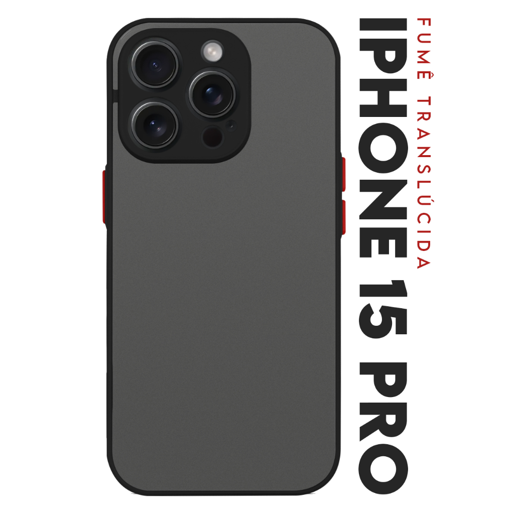 Case Capinha Case Anti Impacto Space Acrílico Translucida Fumê Protetora para IPhone 15 Pro tela 6.1 pol