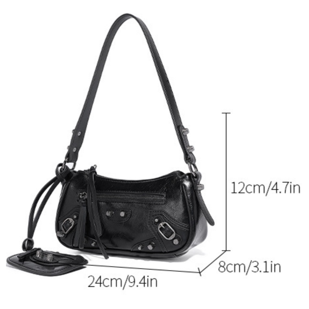 Bolsa de ombro com rebites, estilo simples e moderno, nova bolsa mensageiro retrô feminina 2025