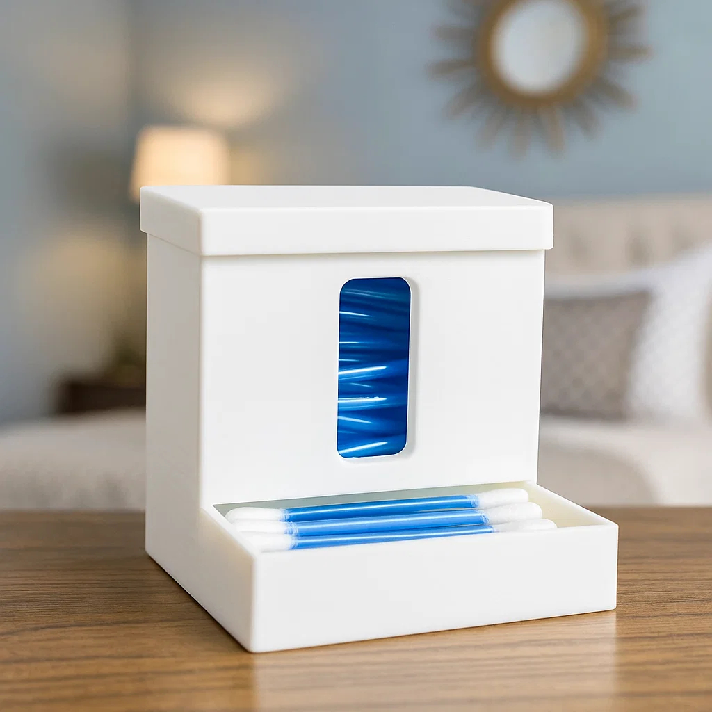 Organizador Porta Cotonete Banho Higiene Prático Decoração Estilo Compacto Elegante Utilidade Mesa Quarto Toalete Útil