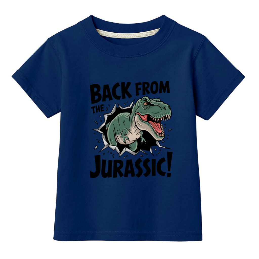 Camiseta Infantil Dinossauro Unissex Estampa DTF Colorida 100% Algodão Confortável