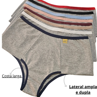Kit 3 Calçola de Algodão Plus Size Lateral Dupla Conforto Calcinha Cotton Lingerie Confortável em Oferta na Shopee