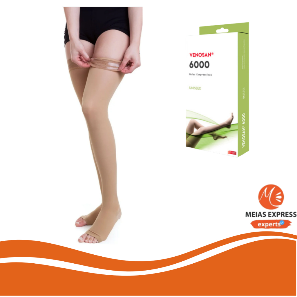 Meia Venosan 6000, 30-40 mmHg, 7/8 Meia Coxa Cor: Bege