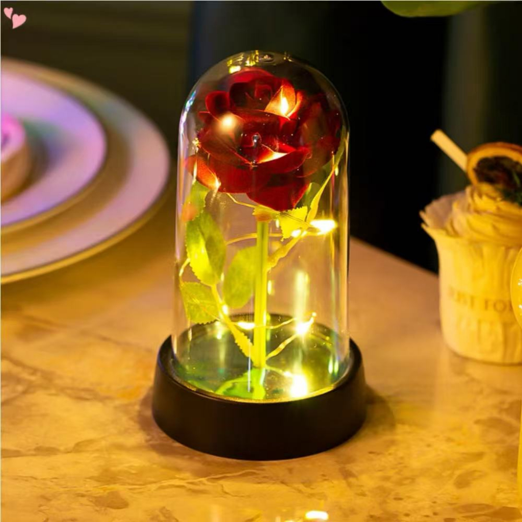 Rosa Encantada com Luz LED-Flor Eterna Decorativa em Cúpula de Acrílico em Oferta na Shopee