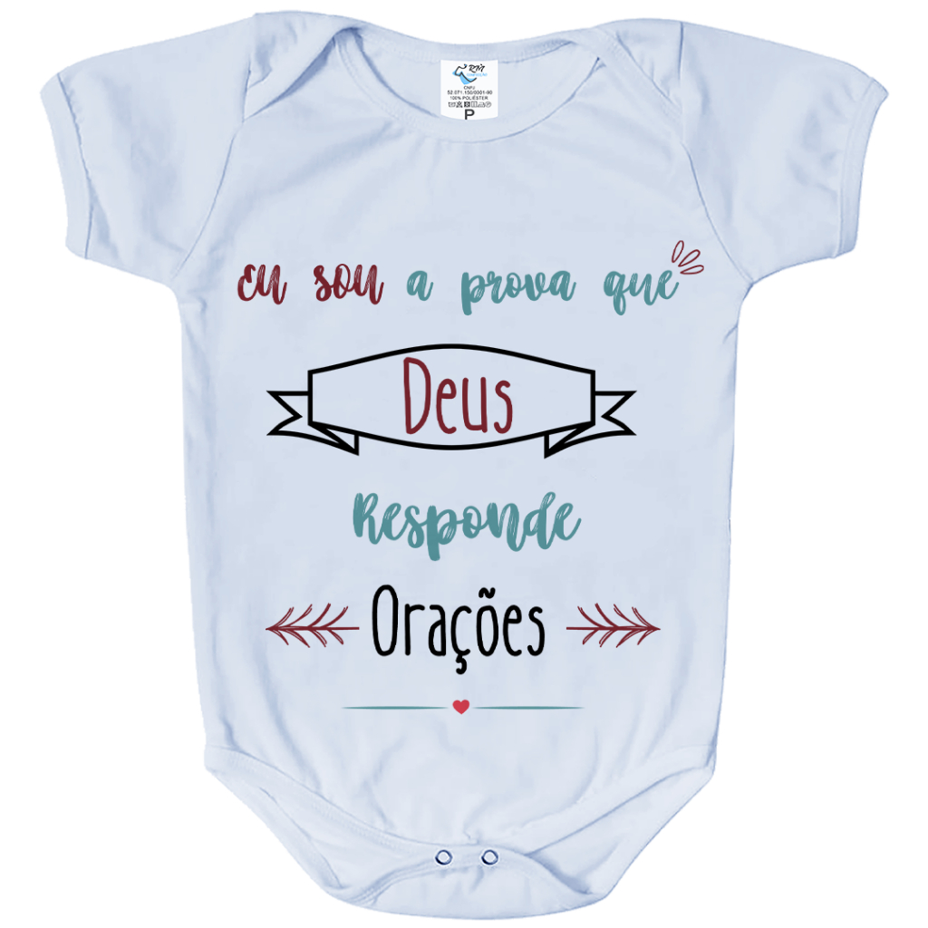 Roupa De Bebê Body Personalizado Eu Sou A Prova Que Deus Responde Orações Menino GB0329 em Oferta na Shopee