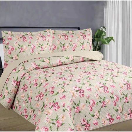 Cobre Leito colcha Casal Dupla Face 3 Peças com Fronhas Estampas Sortidas Decoração