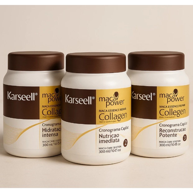 Kit Cronograma Capilar Completo Karseell – 3 Máscaras (Hidratação, Nutrição e Reconstrução)