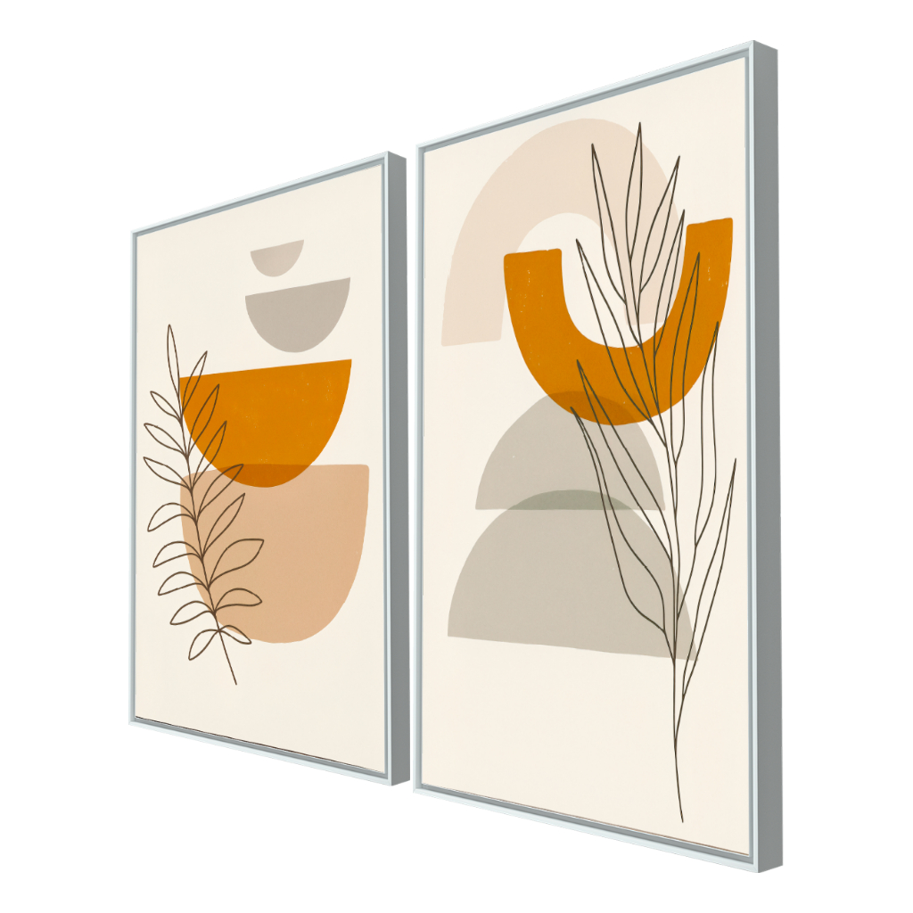 Kit 2 Quadros Decorativo Com Moldura Folhagem Grande Moderno Para Sala Quarto · foto 2