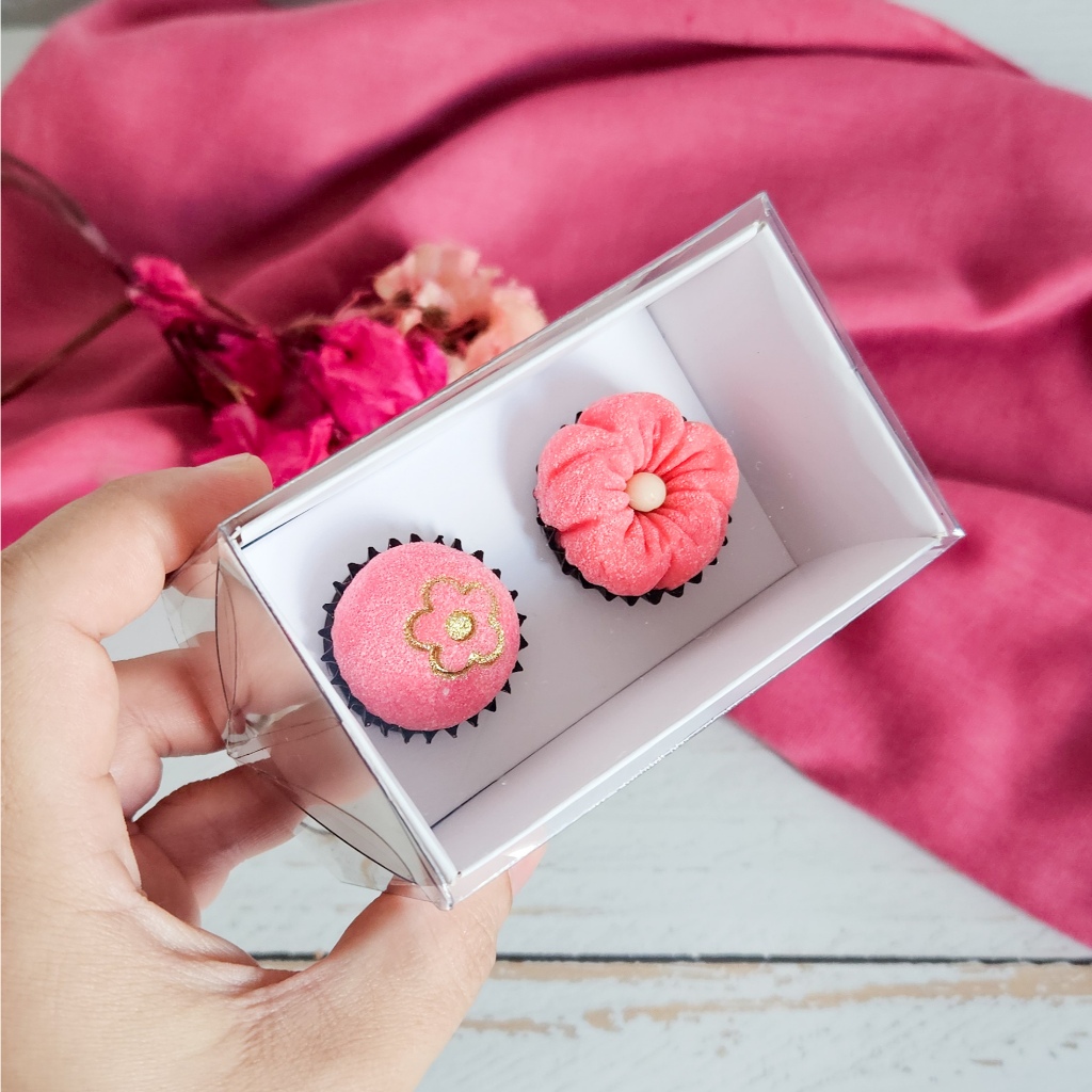 10 Caixas com berço para 2 brigadeiros - Tampa Transparente